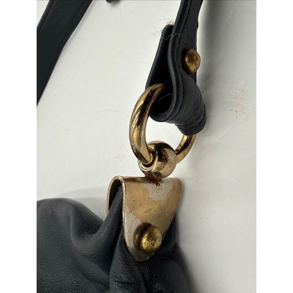 Vintage Italian Borelli Bags Shoulder bag Midnight Blue Leather Boho Purse - Picture 11 of 12